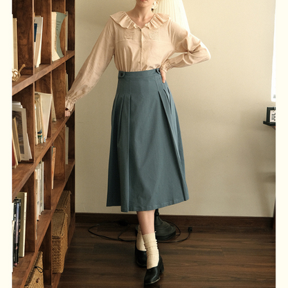 【2color】フリルカラーブラウス X-321