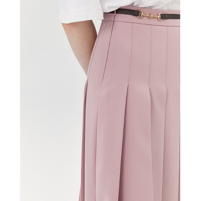 オーバーサイズジャケットとプリーツスカートのピンクセットアップ X-404