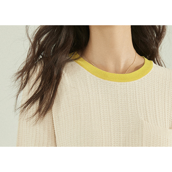 コントラストカラーニットトップス Z00198