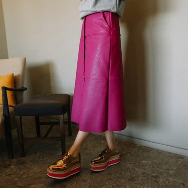 ローズレッドなハイウエストスカート sk0005-1
