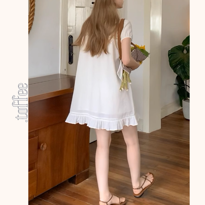 メッシュレースホワイトワンピース《Z01019》