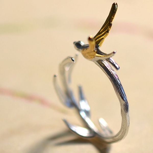 スワローモチーフアンティークフォークリング　Z00476