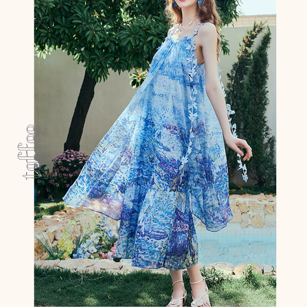 レイヤード風マリンテイストサスペンダーワンピース《Z00970》