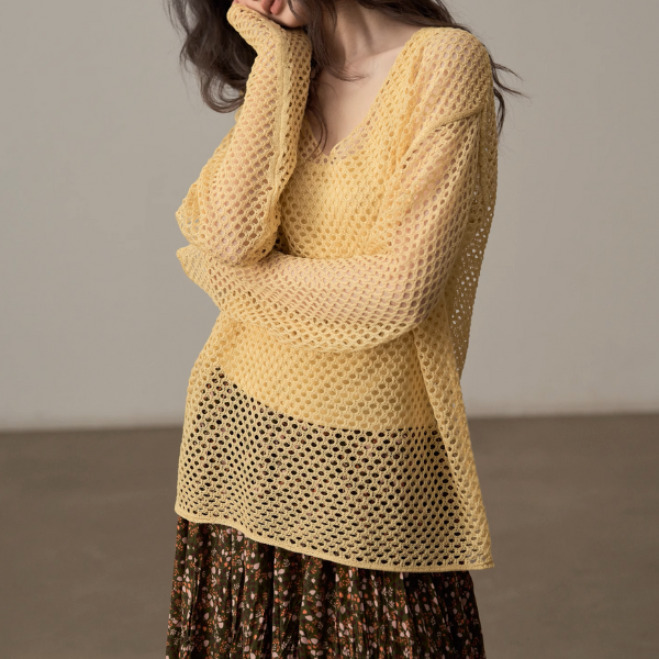 【4color】メッシュオーバーサイズニットトップ《Z00998》