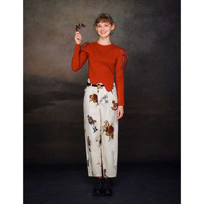 【2color】くるみ割り人形プリントタックテーパードパンツ C0107