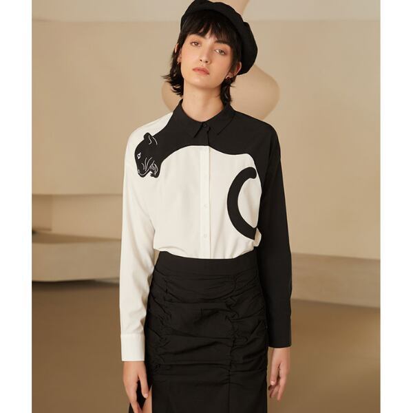 レオパード刺繍ブラウス C0060