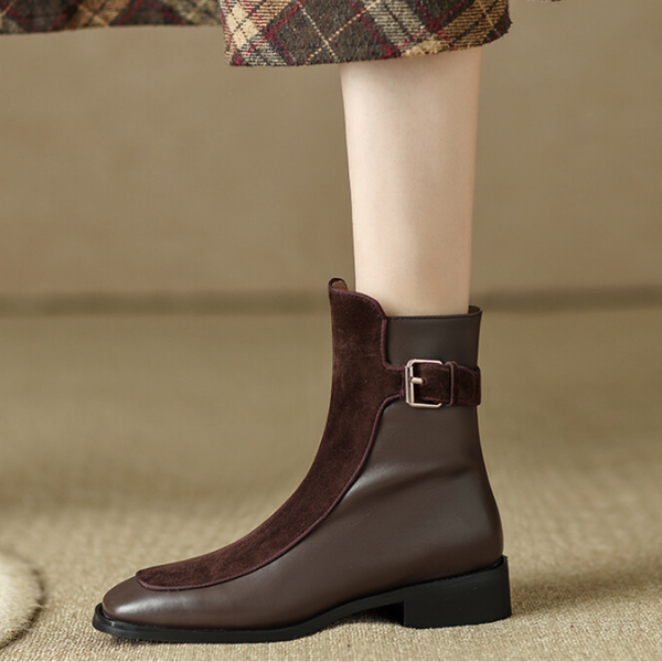 【3color】シームデザインベルテッドブーツ X-372