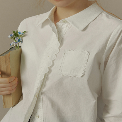 レース装飾ホワイトブラウス《Z00832》