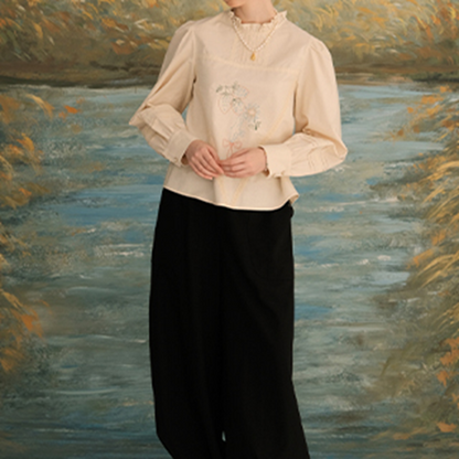 レース＆刺繍コットンブラウス 《Z00623》