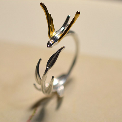 スワローモチーフアンティークフォークリング　Z00476