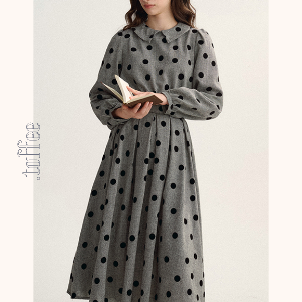グレートップ＆ロングスカートのポルカドットセットアップ　Z00529