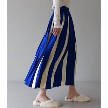 【６color】バイカラープリーツスカート w-079