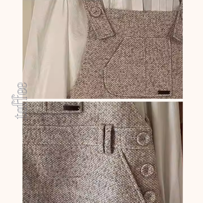 【2color】スクエアネックサスペンダーワンピース《Z00855》