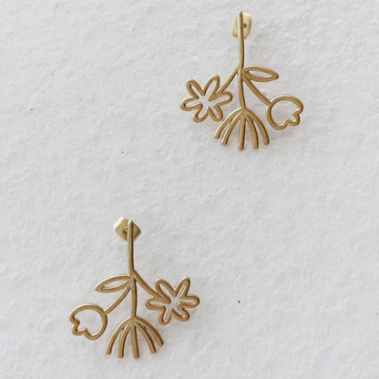 フラワーラインアートピアス X-165