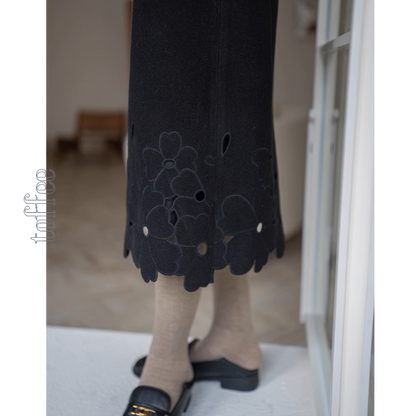 【2color】花柄レースAラインミディ丈スカート《Z00859》