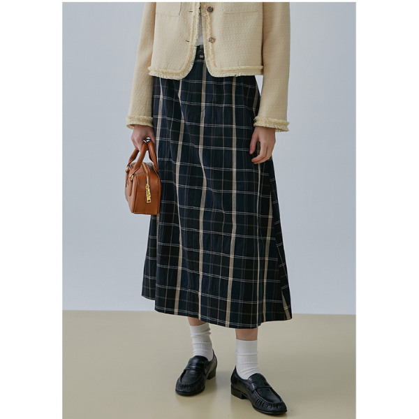 Aラインチェックスカート X-365