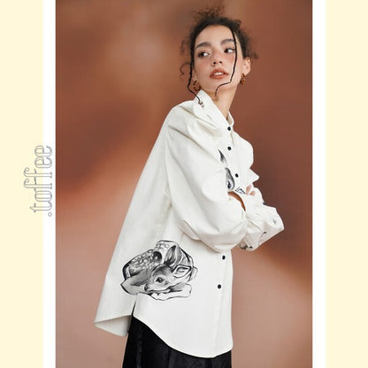 【2color】月明かりのバンビが踊る：オリエンタルな世界へ誘うブラウス C0185