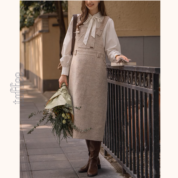 【2color】スクエアネックサスペンダーワンピース《Z00855》