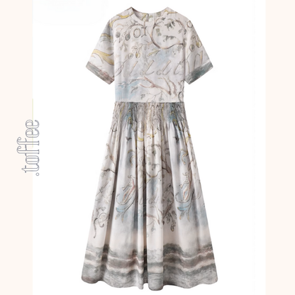 淡彩タッチミディワンピース《Z01037》