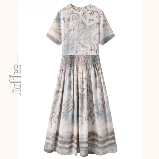 淡彩タッチミディワンピース《Z01037》