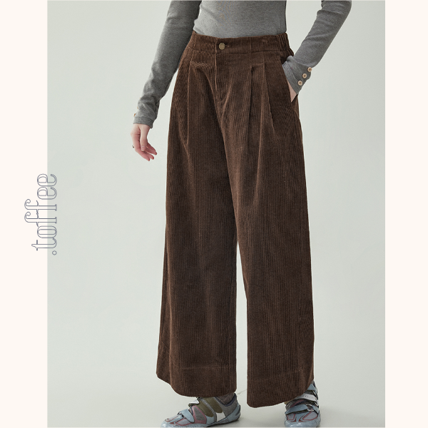 【2color】コーデュロイハイウエストワイドパンツ　《Z00734》