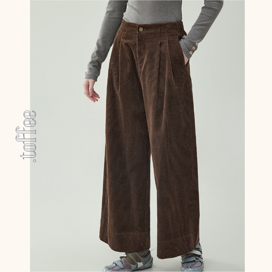 【2color】コーデュロイハイウエストワイドパンツ　《Z00734》
