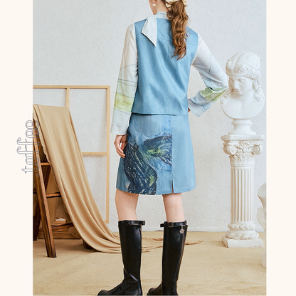 幻想アートプリントスカート《Z01062》