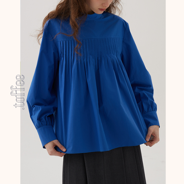 【2color】ボタン装飾プリーツブラウス《Z00846》