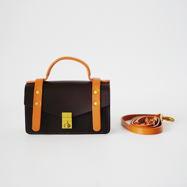 【5color】バイカラースクエアショルダーバッグ《Z00893》