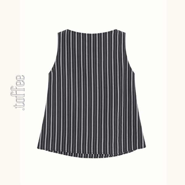 ストライプノースリーブトップ＆レース装飾ロングスカートセットアップ《Z01028》