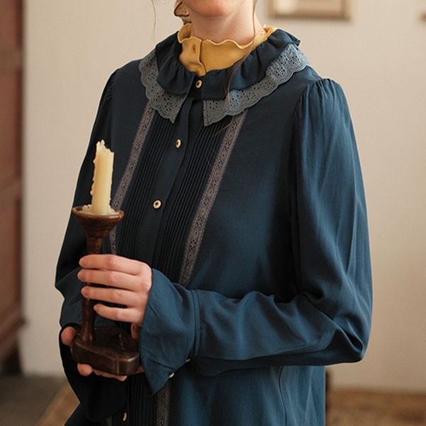 ダブルレースカラーガーリーブラウス　Z00508　