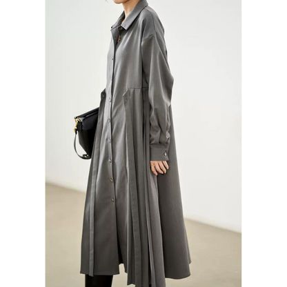 【２color】サイドプリーツフレアワンピース w-058