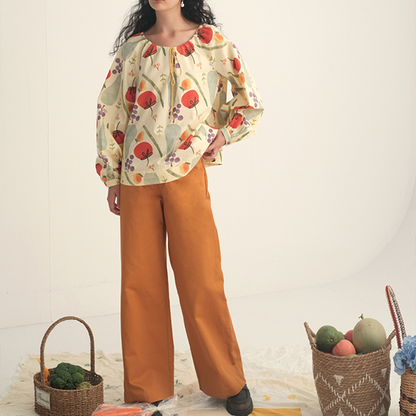 【2color】野菜と果物のコットンルーズプリントシャツ　Z00447