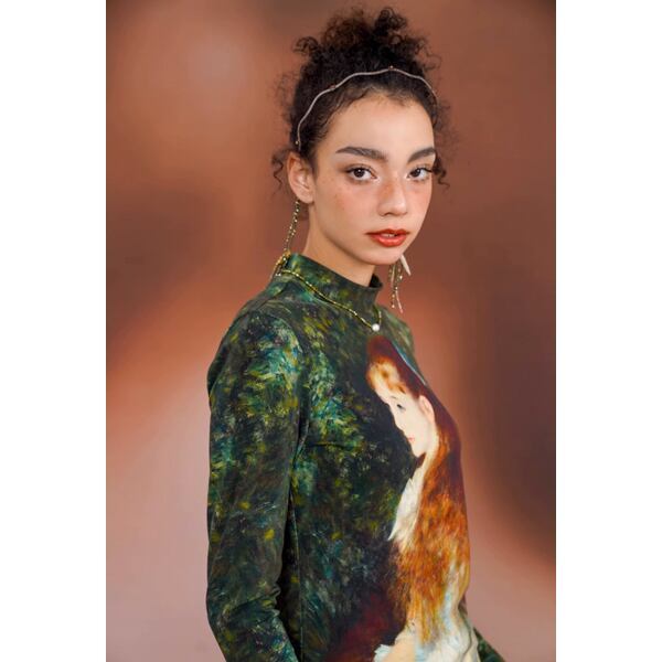 [名画を纏う]　スリムフィットアートカットソー "ルノワール" C0125