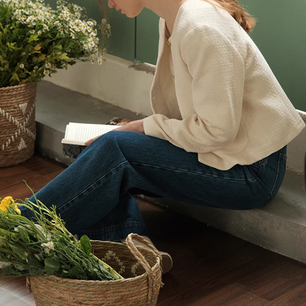 ラウンドネックツイードショートジャケット　Z00622