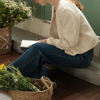 ラウンドネックツイードショートジャケット　Z00622