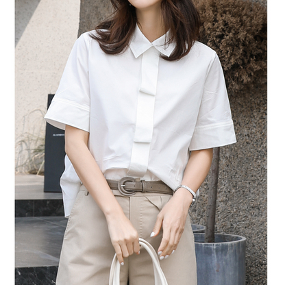 【4color】プリーツデザインシャツ X-033