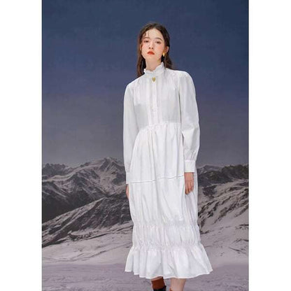 【3color】ゴールドフォックスボタンロングワンピース C0099