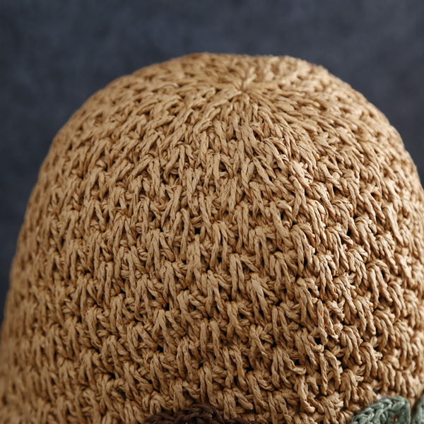 【2color】フラワーモチーフドーム型ストローハット　Z00430