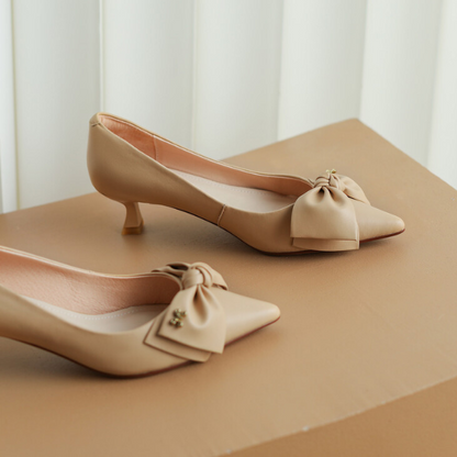 リボンポインテッドトゥパンプス X-038