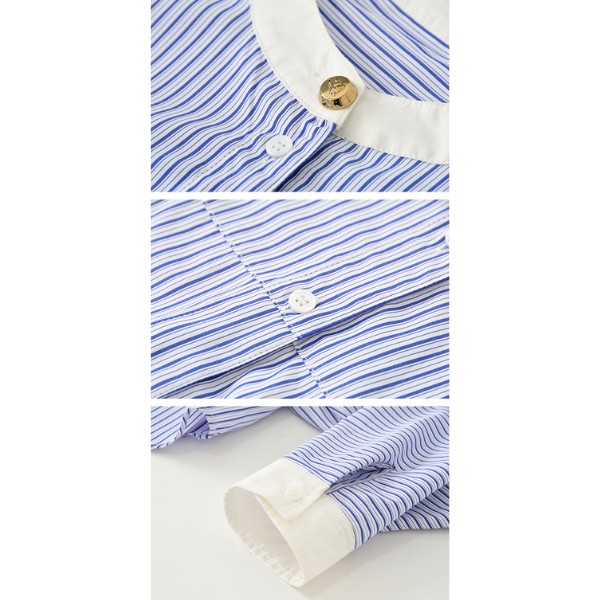 ストライプバンドカラークロップドシャツ X-380