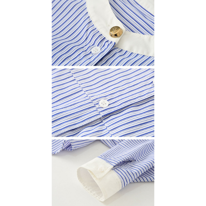 ストライプバンドカラークロップドシャツ X-380