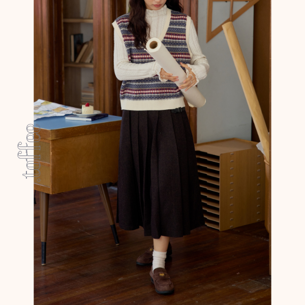 【2color】ハイウエストAラインロングスカート　Z00560