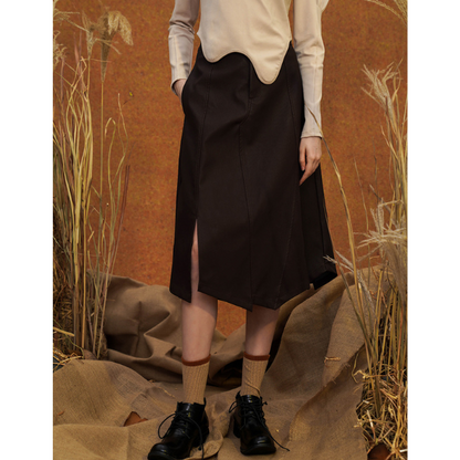 【２color】イレヘムスリットスカート w-026