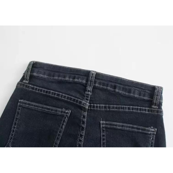 【２color】コントラストエッジフラップストレートデニム w-052