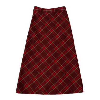 タータンチェックAラインロングスカート X-515