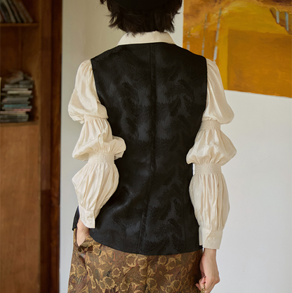 ダマスク柄織りミディアムジレ　《Z00812》