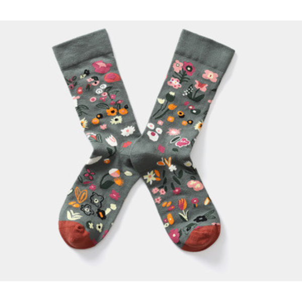 フラワーデザインソックス4ｐ w-080