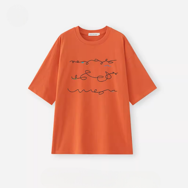 【6color】イレギュラーラインプリントオーバーサイズロングTシャツ《Z00992》