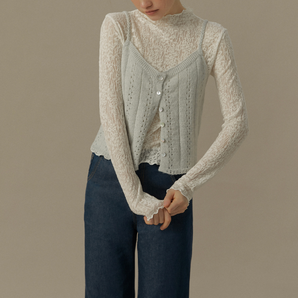 ツイストショルダーストラップメッシュキャミソール《Z00827》